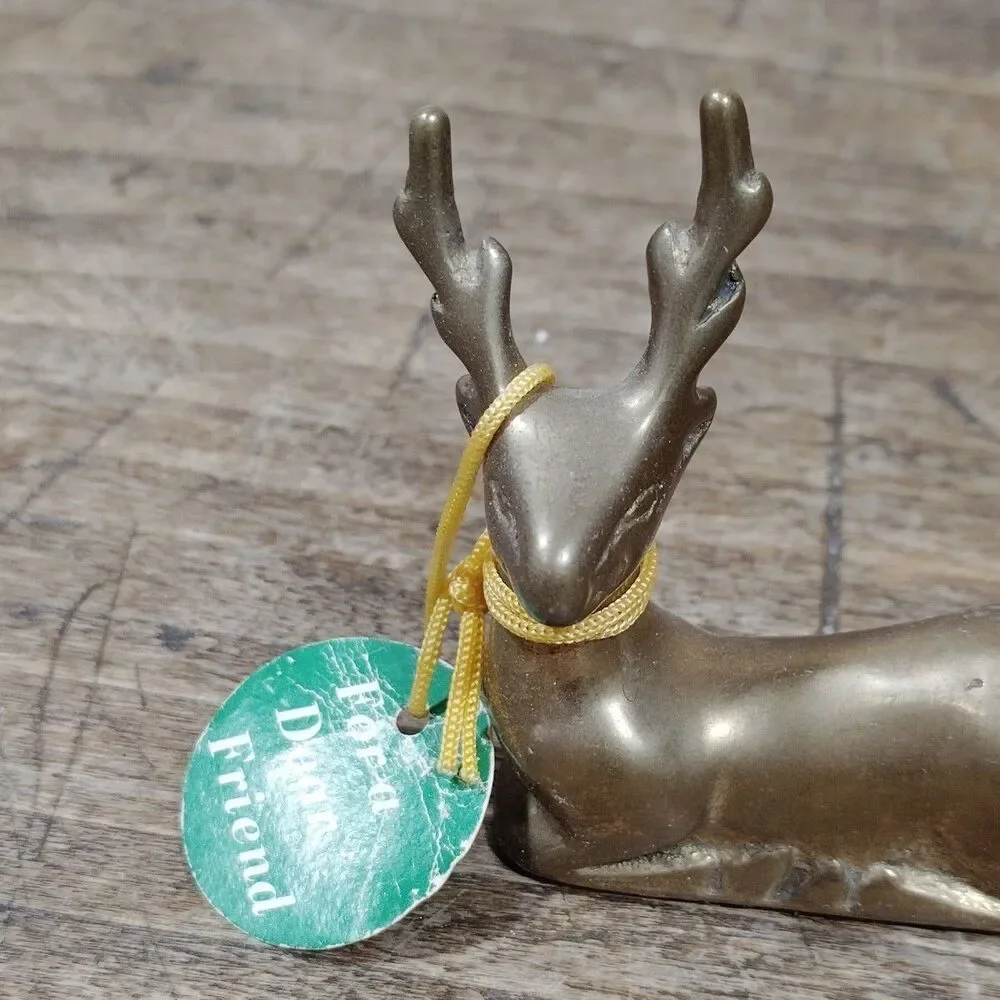 Vintage Brass Figurine Paperweight MCM Deer Buck Gatco Taiwan